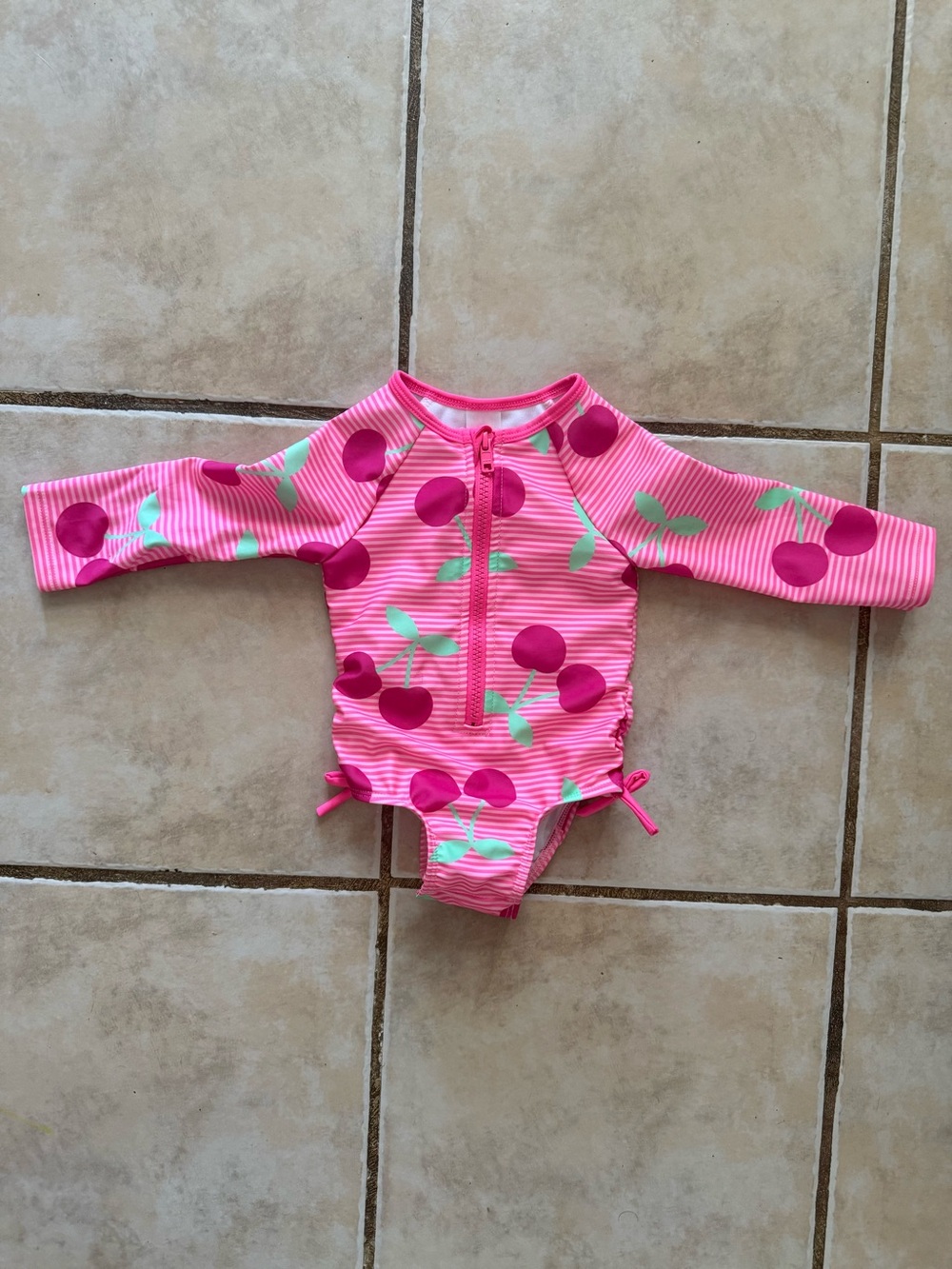 Cat & Jack Pink Cherry Print Long-Sleeve Rashguard